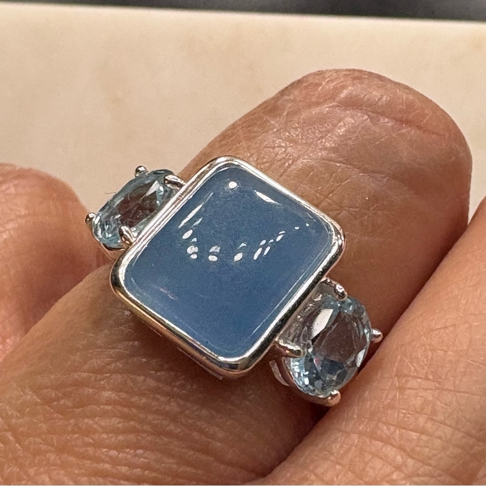 Blue Topaz & Blue Jade, set in Sterling silver